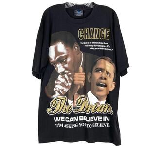 NWOT DREAMSTATION Tshirt XL Graphic Martin Luther King Obama Black Short Sleeve